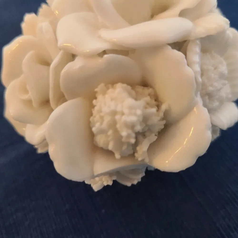 Vintage Japanese Ardalt Verithin Floral Arrangement Porcelain Flower Basket